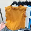 Verão 2026 Nova Moda Coreana Versátil Gola Redonda Costas Abertas Sem Mangas Camisa para Mulheres Top Solto Emagrecedor para Mulheres