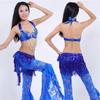 Más fácil para combinar borla bufanda de cadera danza latina, accesorios danza del vientre, faja de borlas con lentejuelas, bufanda de cintura con cordones para actuación en escenario