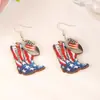Pendientes creativos de fiesta del Día de la Independencia de Estados Unidos transfronterizos, pendientes de madera con nicho de impresión, pendientes rojos, blancos y azules, pendientes en stock, venta al por mayor