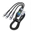 Cable de datos para teléfono móvil de carga ultrarrápida, transparente, de uno a tres, de 100 W, con cable tipo C tres en uno.