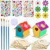 Pacote com 2 casas de pássaros de madeira para crianças, transfronteiriço, kit DIY feito à mão, artesanato de primavera para jardim ao ar livre