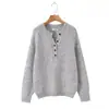 AliExpress Transfronteiriço 2026 Novidades de Primavera Roupas Femininas Temperamento Moda Cor Sólida Fio Mesclado Retrô Estilo Old Money Suéter