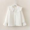 Camisa de manga comprida para meninas Doll Collar Autumn New Arrival Grande e Grande Estilo Ocidental para Crianças Menina Botão Camisa Branca Primavera e Outono