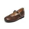 Zapatos Mary Jane Augustus Brown para Mujer 2026 Colección Otoño Nuevo Zapatos Planos de Correa Única Estilo Francés Retro Zapatos de Piel