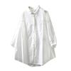 Camisa Branca de Algodão Puro Feminina Manga Curta Solta Emagrecimento 2025 Verão Novo Pequeno Abotoamento Simples Top de Uso Externo Senso de Design