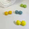 Joyería de Estilo Europeo y Americano, Pendientes Cuadrados Geométricos de Color Sólido Simples, Pendientes Versátiles de Colores Caramelo de Moda, Accesorios para Orejas de Cubo de Azúcar