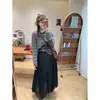 Camiseta de Manga Larga Rayada Vintage para Mujer, Cuello Redondo Holgado, Transpirable y Amigable con la Piel, Top Casual para Principios de Primavera, Nuevo