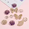 Nuevos Accesorios de Joyería de Flor Rosa Mariposa con Borde Dorado DIY Pasador Accesorios para Pulsera Aretes Accesorios para Pasador Paquete de Material