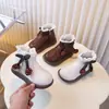 Botas de otoño e invierno para bebé, botas de algodón afelpado para niños, botas de cuero de princesa para niñas, botas estilo Dr. Martens para niñas, botines, zapatos de invierno para niñas pequeñas