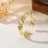Anillo Redondo de Lujo Ligero Brillante Incrustado de Diamantes de Alta Venta Transfronteriza para Mujer, Anillo Abierto Ajustable Versátil de Moda, Par de Anillos al por Mayor