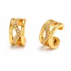 Brincos Yuhui de Aço Titânio Transfronteiriços em Forma de C Semicírculo com Diamantes, Estilo Milênio, Banhados a Ouro Real 18K, Brincos de Aço Inoxidável à Prova d'Água