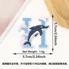 Patche Bordado Letra 26 Baleia Novo Desenho Animado Transfronteiriço Onda Azul e Branca Adesivo Termocolante Patche Decorativo Patche para Roupa
