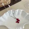 Collar de Poni de Gamuza Roja Año Nuevo del Caballo para Mujer, Cadena para el Cuello de Moda y Versátil, Cadena para Suéter, Accesorios de Joyería