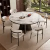 Conjunto de mesa de jantar e cadeiras de ardósia de luxo leve estilo italiano para casas pequenas, mesa de jantar dobrável extensível de uso duplo quadrado e redondo para sala de estar, design simples