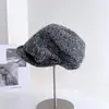Gorra de Lana Manchada Estilo Japonés, Prensada Lateral, Nueva Gorra de Boina Artística Ecuestre Otoño e Invierno, Tendencia de Gorra de Boina de Moda de Gama Alta