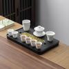 Fábrica de Conjuntos de Chá Vendas Diretas Conjunto de Chá Kung Fu de Porcelana Branca Conjunto Completo de Conjunto de Chá Kung Fu Bandeja de Chá Moderna Simples para Uso Doméstico Item Padrão
