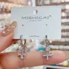 Pendientes de Perla con Cruz Geométrica Microincrustada de Moda Estilo Europeo y Americano con un Toque de Lujo, Versátiles y Únicos, Distribución Transfronteriza
