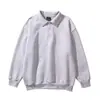 Nueva sudadera de algodón pesado de 350 g con cuello polo para otoño e invierno, marca de moda, corte holgado, color liso, manga larga con cuello camisero para parejas, venta al por mayor