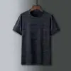 Camiseta de Malla de Seda de Hielo de Verano Transfronteriza para Hombre, para Mediana Edad y Mayores, Color Sólido de Secado Rápido de Manga Corta, Talla Grande, Manga Corta Deportiva Delgada para Hombre