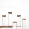 Fabricante Original Tapa de Bambú de 37 mm Boca Recta Vidrio de Borosilicato Alto Botella de Vidrio Pequeña Botella de Mensaje en una Botella Mini Botella de Almacenamiento de Frijoles Dorados