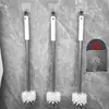 Cepillo para inodoro de mango largo, acero inoxidable, para limpiar áreas de difícil acceso en el baño, uso doméstico, cepillo para limpiar inodoros y baños