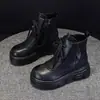 Botines Estilo Británico para Niñas, Nueva Colección Otoño/Invierno, Botas tipo Martin con Forro de Felpa, Modernos y Versátiles, Artículo Popular, Suela Gruesa, Que Aumentan la Altura, Zapatos de Algodón para Mujer
