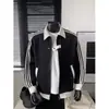 Sudadera deportiva de moda estilo americano con patchwork de rayas y tres rayas para hombre, chaqueta cárdigan, prenda exterior casual para hombre con bloques de color