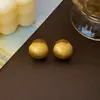 Pendientes Redondos Cepillados de Lujo Ligero para Mujer Moda Simple Elegante Diseño de Nicho de Alta Gama Versátil Exquisito Pendiente