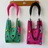 Bolso Lindo Estilo Coreano con Pompones, Bolso Tote Versátil de Punto, Bolso de Hombro para Exteriores, Bolso de Muñeca, Hecho a Medida