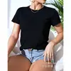 [Camiseta de Algodão Tamanho Europeu] Camiseta Unissex Macia Gola Redonda Respirável Verão Casual Design Casual Corte Regular,