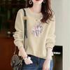 Novo estilo chinês algodão chinês moletom feminino outono e inverno estilo nacional solto gola redonda estampado forrado de lã engrossado top quente para homens e mulheres