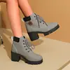 Nueva colección otoño/invierno 2026: Botas Martin estilo británico talla grande, de suela gruesa, a la moda, versátiles, con cordones frontales, botines para mujer talla grande, tacones gruesos