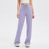 Calça Esportiva Drapeada Chaijue para Mulheres, Perna Larga Leica Cintura Alta Casual para Exterior, Calça de Fitness Yoga Escovada de Alta Elasticidade