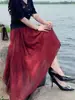 Falda de línea A de cintura alta para mujer, nuevo estilo de verano 2026, adelgazante, corte holgado, elegante, casual, falda larga para vacaciones en la playa