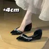 Zapatos de Mujer Estilo Francés con Pedrería, Slip-On, Punta Fina 2026 Moda Nuevo Corte Bajo con Abertura Lateral y Tacón Oculto para Combinar con Faldas