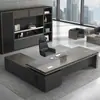 Conjunto de mesa de escritório e cadeira para chefe com armário de arquivos, mesa executiva minimalista moderna com tomada, mesa executiva grande, mesa de escritório para computador