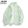 Jeep Spirit Verano Nuevo Estilo Chaqueta de Piel Exterior Elástica Transpirable Delgada Cuello Alto Seda de Hielo Protección Solar