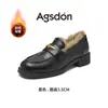 Mocassins Forrados com Lã Augu Shiden para Mulheres 2026 Novos Sapatos de Algodão Peludos para Neve de Inverno Sapatos de Couro Preto