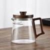 Tetera de Vidrio para Uso Doméstico con Mango de Madera, Juego de Té con Filtro Gris Ahumado, Taza Separadora de Agua para Té de Oficina con Tapa