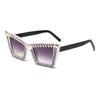 Gafas de Sol Jamie 2401B Ojo de Gato con Perlas y Tachuelas de Pedrería, Marco Grande de Bloques de Color a la Moda, Gafas Decorativas de Tendencia Estilo Callejero Europeo y Americano