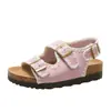 Sandálias de sola grossa Songgao para pessoa preguiçosa, fivela única, sandálias femininas de verão, calçados para exterior, novo estilo 2026, sandálias romanas de praia Birkenstock