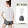 Conjunto de Ropa Deportiva de Yoga para Exteriores Delgado Fitness Holgado Manga Corta Elástico Secado Rápido Ropa para Correr Talla Grande Camiseta Pantalones Cortos