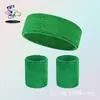 Set Deportivo de Algodón Poliéster Transpirable Absorbente de Sudor Protectoras Pre-hechas Personalizadas Muñequeras Diademas Correas para Fútbol y Baloncesto