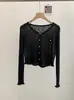 Blusa de Manga Larga con Protección Solar de Estilo Suave para Mujer, Cárdigan de Punto Floral Tridimensional de Estilo Corto de Verano, Top Versátil de Abrigo Casual