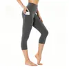 Pantalones de tiburón cropped de cintura alta de talla europea transfronteriza para mujer, control de abdomen, levantamiento de glúteos, con bolsillos, leggings versátiles ajustados para yoga