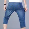 Shorts Jeans Masculino Verão Finos Calças de Cinco Pontos Moda Soltas Retas Elásticas Casuais Versáteis Calças Sociais