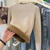 Camiseta base gruesa con forro de polar y cuello semi-alto para mujer 2026 otoño e invierno suéter de punto ajustado cálido para combinar con un abrigo