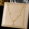 Acessório Pingente Pequena Flor Cravejada de Diamantes Banhado a Ouro, Corrente para Clavícula, Design Simples, Colar Versátil Casual Feminino, Estilo Nicho de Luxo Leve
