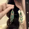 Pendientes Largos con Borlas Bohemios del Mago de Oz, Pendientes Femeninos, Pendientes Retro Verdes de Alta Gama