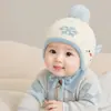 Gorro para bebé para otoño e invierno, gorro grueso y cálido que protege las orejas para bebés niños, gorro de lana tejido para bebés y niños pequeños para usar afuera en invierno